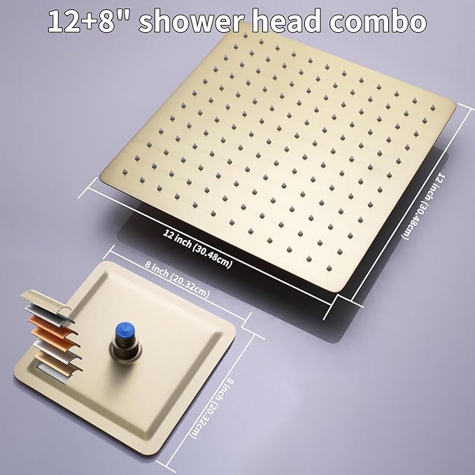 KATAIS Shower Faucet Set Brushed Gold Shower System, Temperature Display Shower