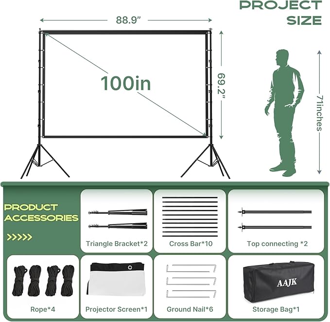 AAJK 100in Projector Screen