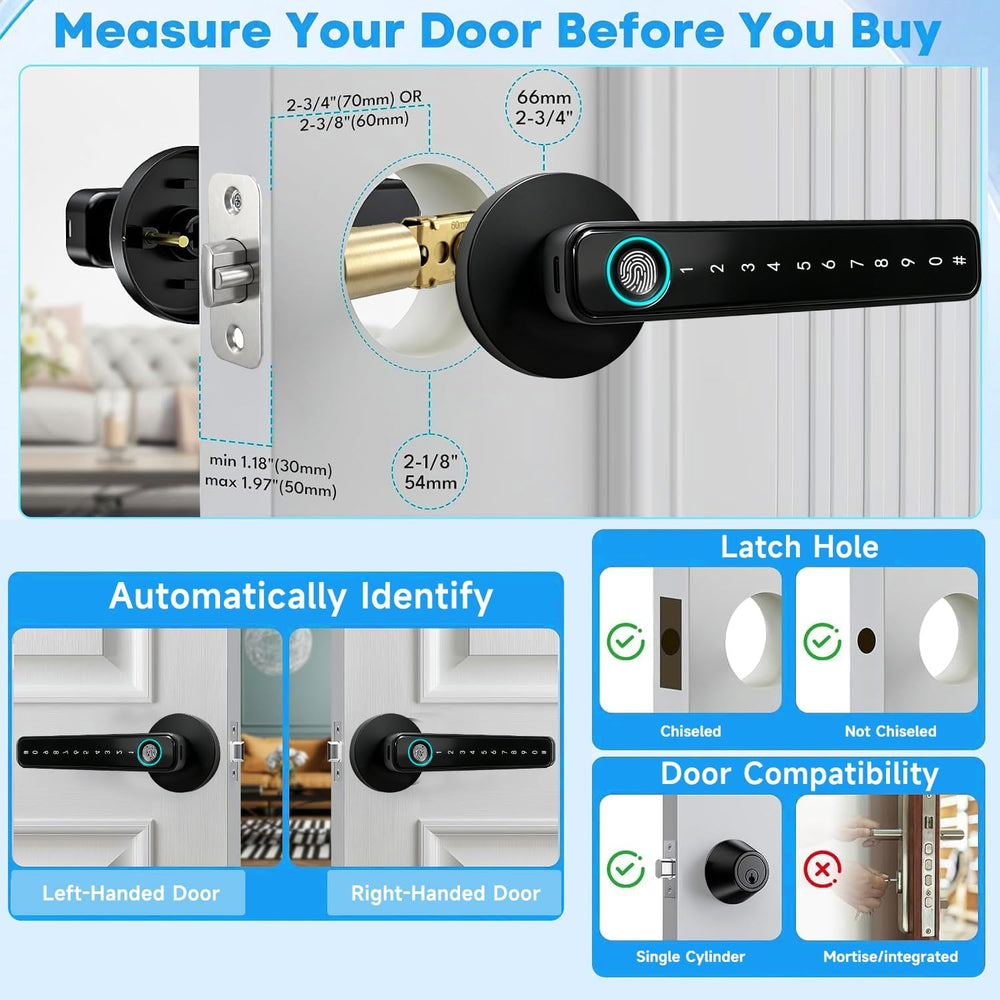 Fingerprint Door Lock with Keypad, 5-in-1 Smart Door Knob