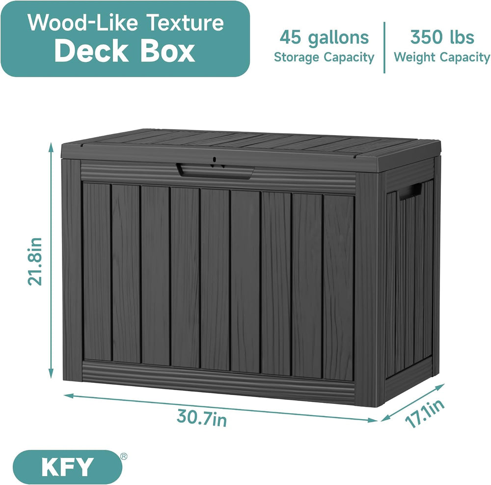 45 Gallon Waterproof Resin Deck Box, UV Resistant Outdoor Storage for Garden,...