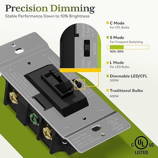 TG Digital Toggle Dimmer Light Switch (2 Pack)