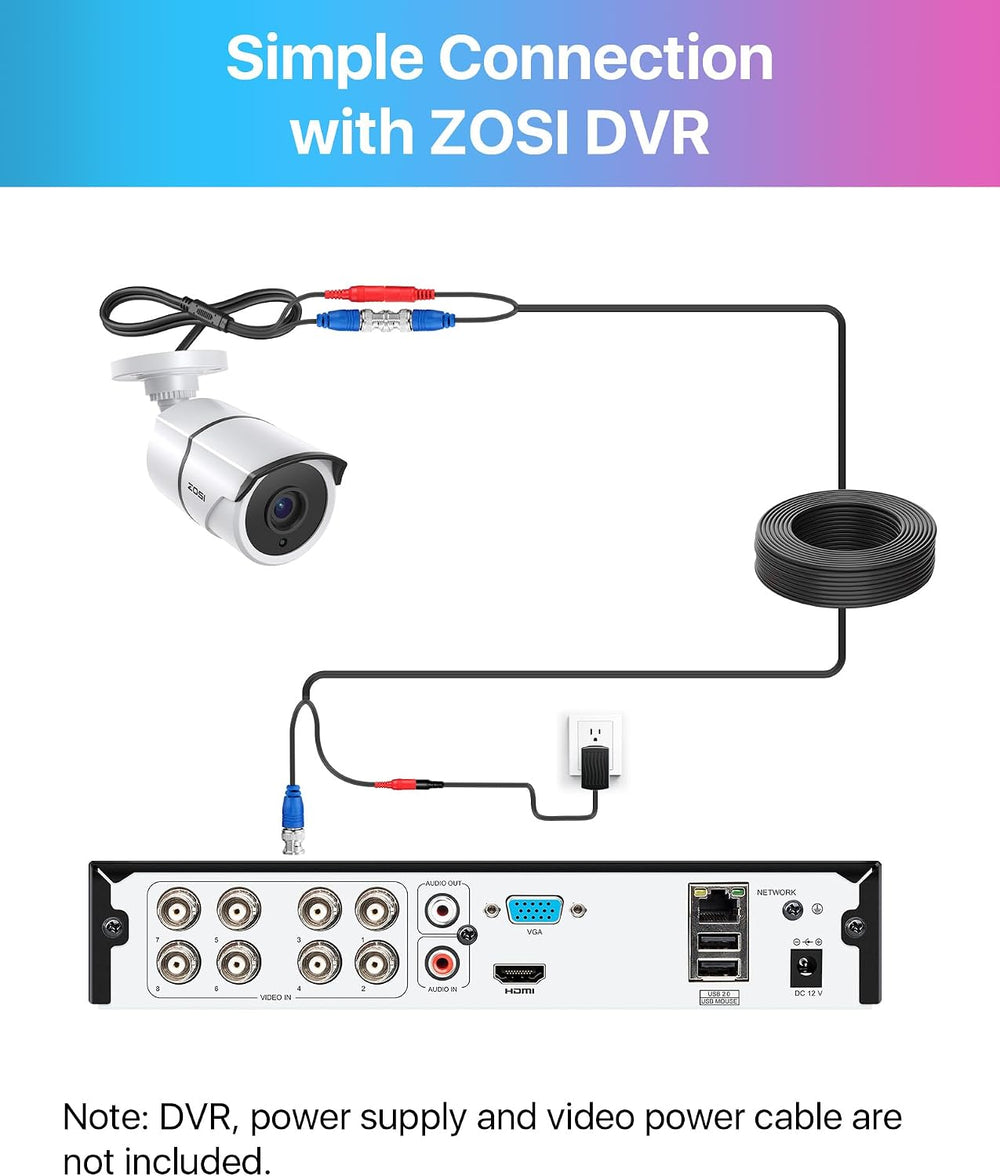 ZOSI 4 Pack 2.0MP 1080P HD-TVI Security Cameras with Audio, 100ft Night Visio...