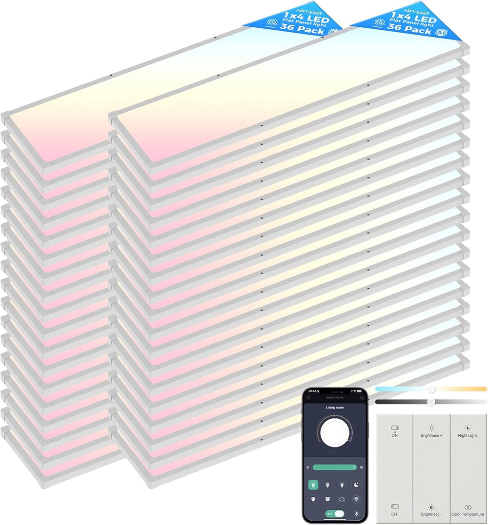 AIKVSXER 36 Pack 1x4 FT LED Flat Panel Light Surface Mount,