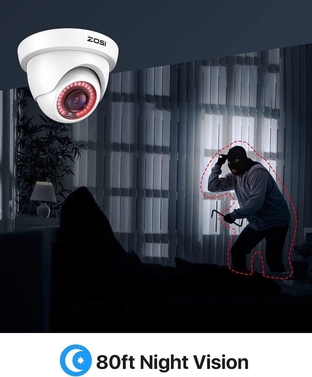 ZOSI 4 Pack 1080P Security Cameras,Night Vision,2MP Outdoor Indoor CCTV White...