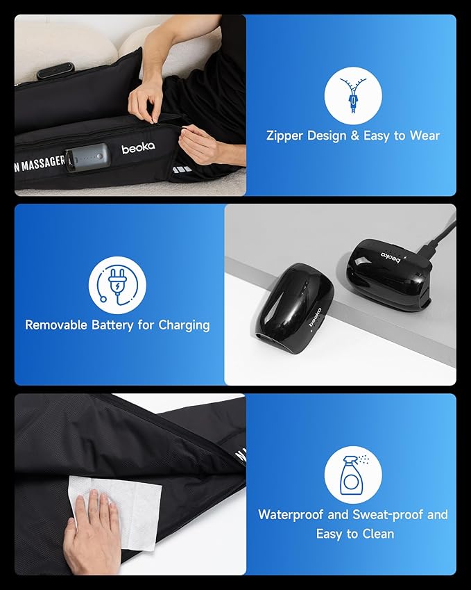 beoka Leg Massager for Circulation and Pain Relief, Leg Recovery System for
