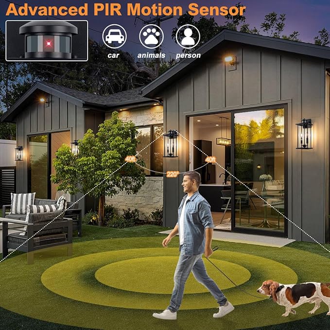 SIAFAVOI Large Motion Sensor Outdoor Sconce 2-Pack, Outdoor Wall Mount Fixtures