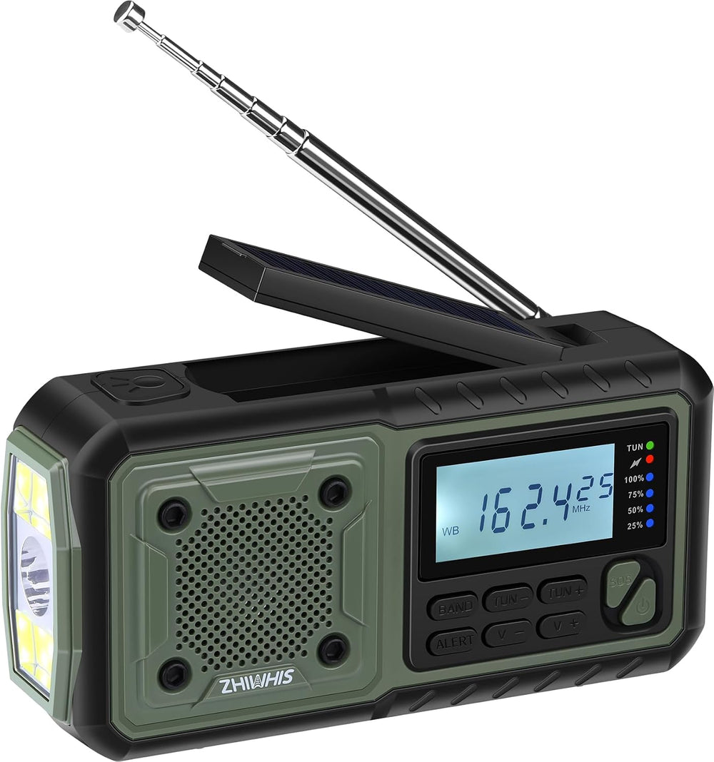 ZHIWHIS Emergency Radio, NOAA Weather/AM/FM Portable Hand Crank Solar Radios ...