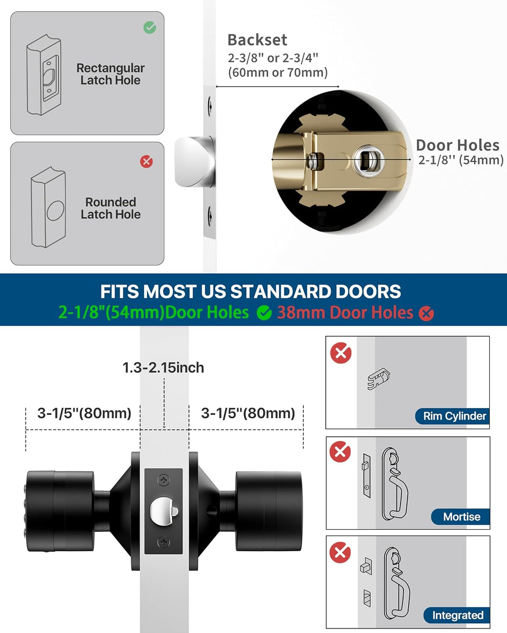 HIDALIFE Door Knob with Keypad, Door Knob with Lock, Keyless Entry Door Lock ...