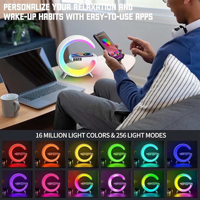 Smart LED Table Lamp, 5-in-1 Night Light Fast Wireless Charging Station