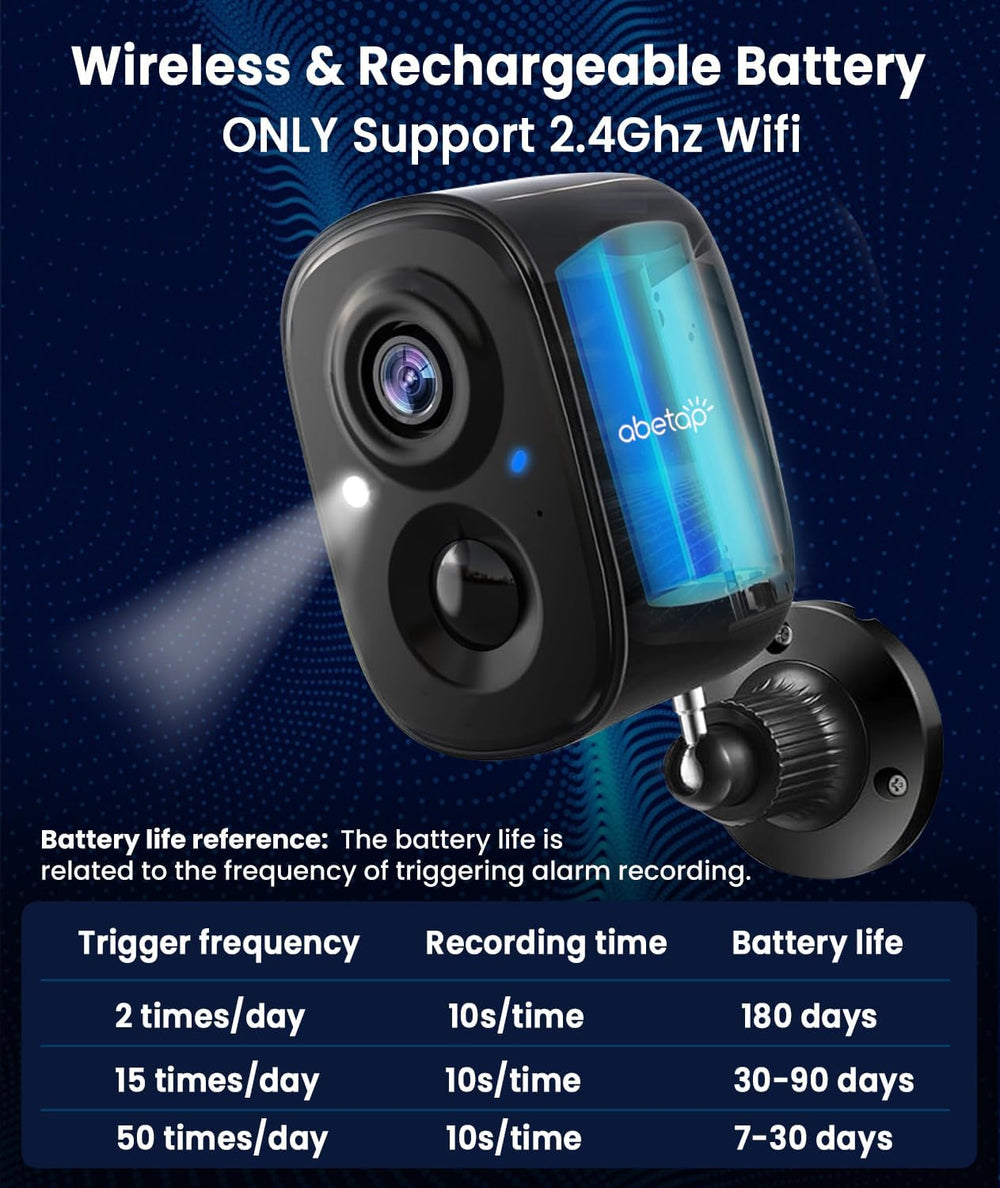 2K Wireless Security Cameras - Outdoor WiFi Security Cameras Color Night Visi...