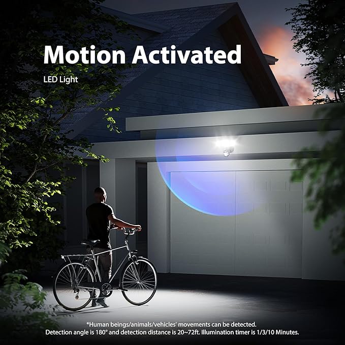 Onforu 2 Pack 100W 11000LM LED Motion Sensor Outdoor Lights, Dusk to Dawn Flood