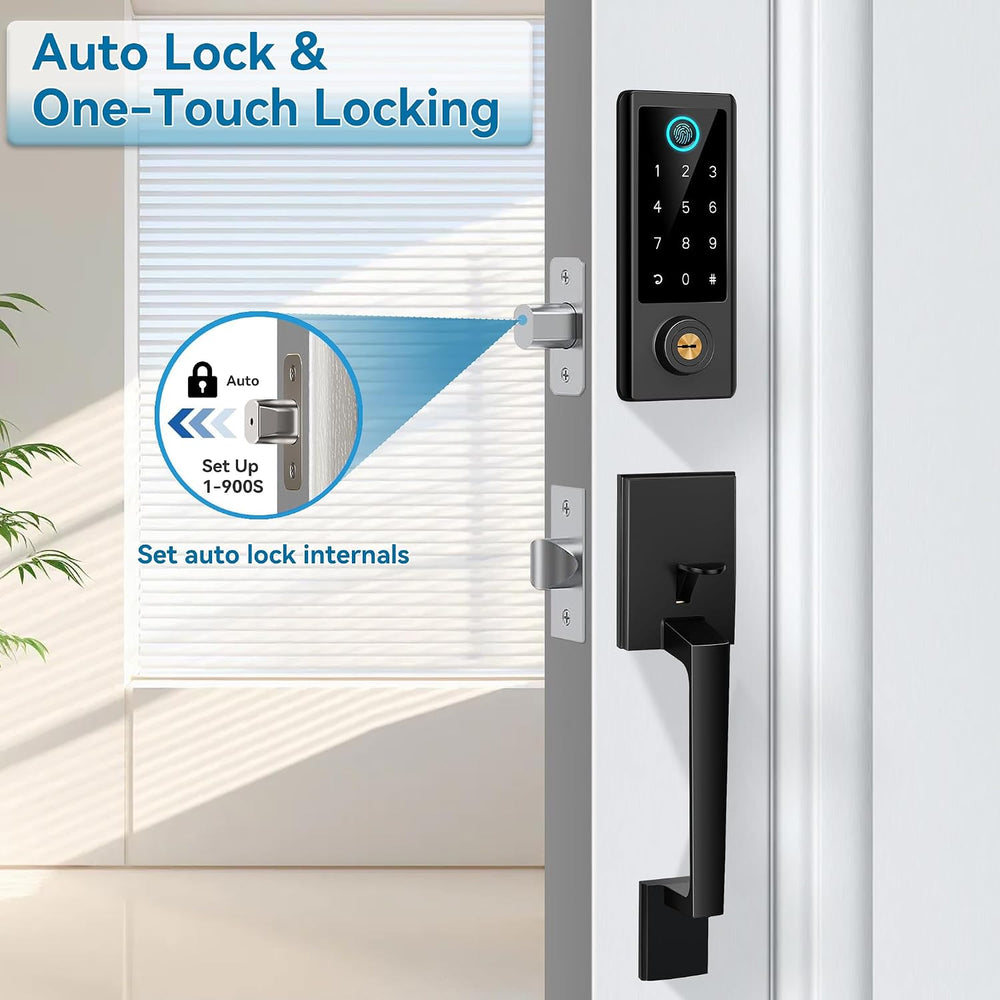 Fingerprint Door Lock with Handle Sets, BEBASIA APP Keyless Entry Door Lock