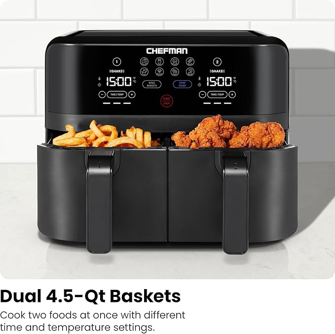 Chefman TurboFry Touch Dual Air Fryer, Maximize The Healthiest Meals