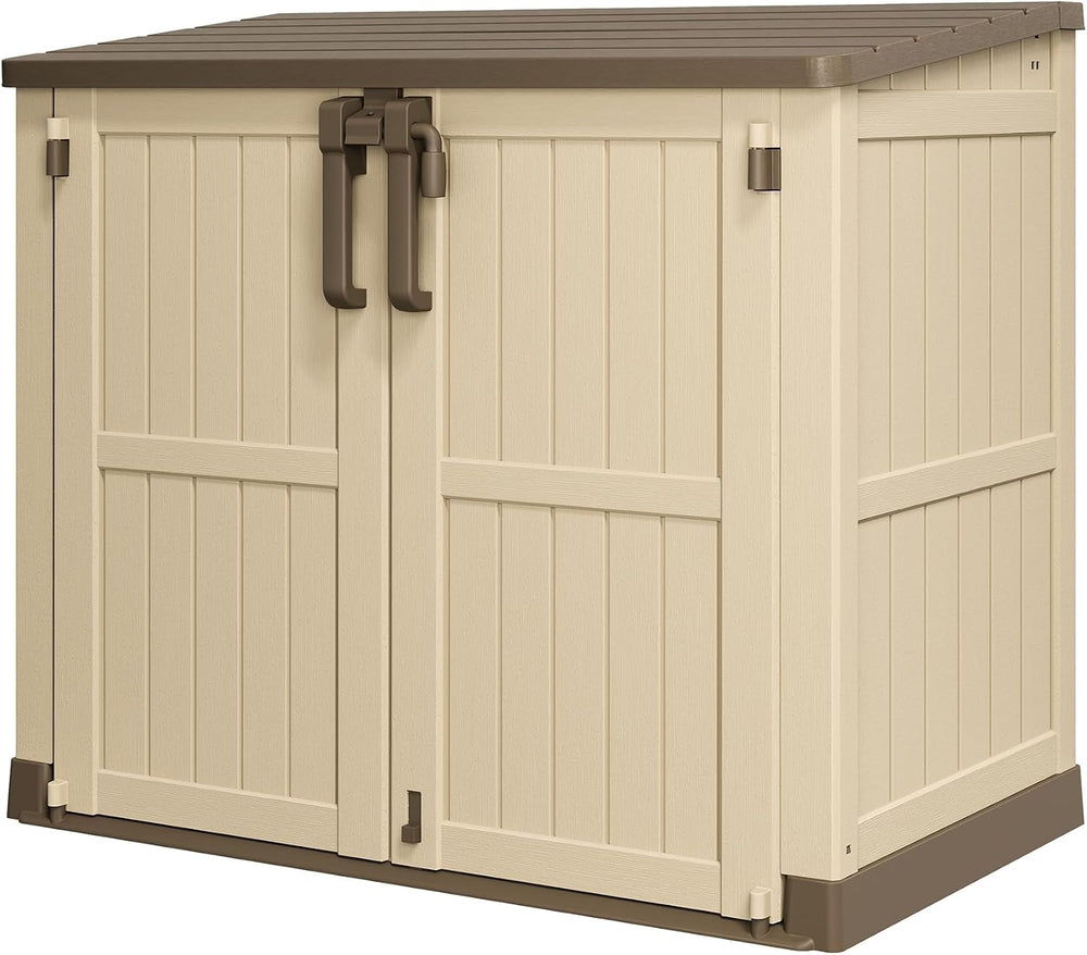 Plastic Outdoor Storage Shed, 36 Cu Ft Waterproof Outdoor Storage Cabinet wit...