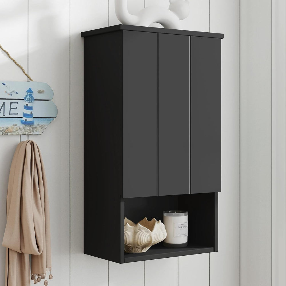 Bathroom Wall Cabinet with Single Door, Soft-Close Hinges, 15x27 inch Wooden