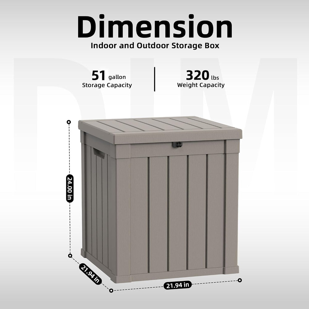 Vixzen 51 Gallon Deck Boxes Outdoor Waterproof, Lockable Resin Storage Box wi...