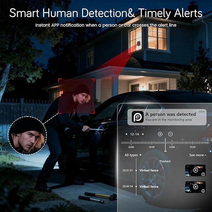 abetap 5MP 3K Window Camera, Enhanced Color Night Vision, Strong Magnetic Mount