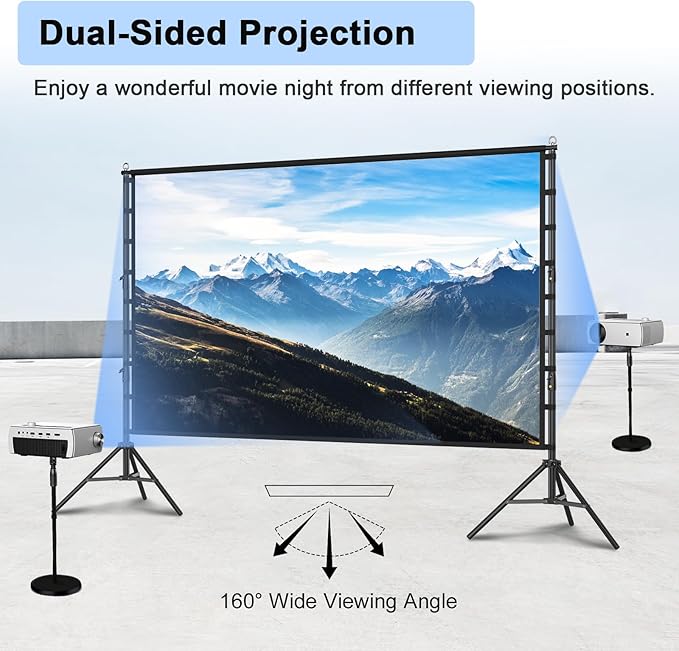 Outdoor Projector Screen with Stand, TOWOND 200 Inch Portable Projection Screen