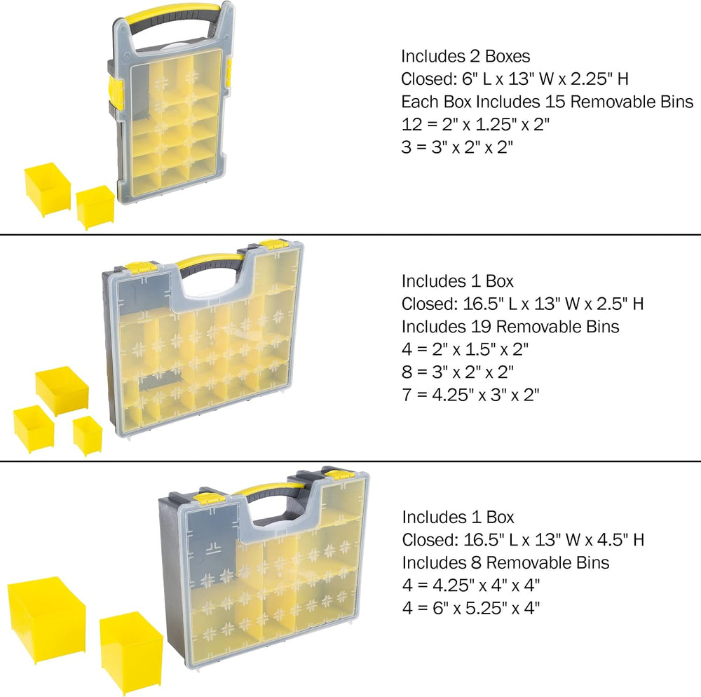 Stalwart Storage Organizer Tool Box Set, Yellow/Black, Set of 4