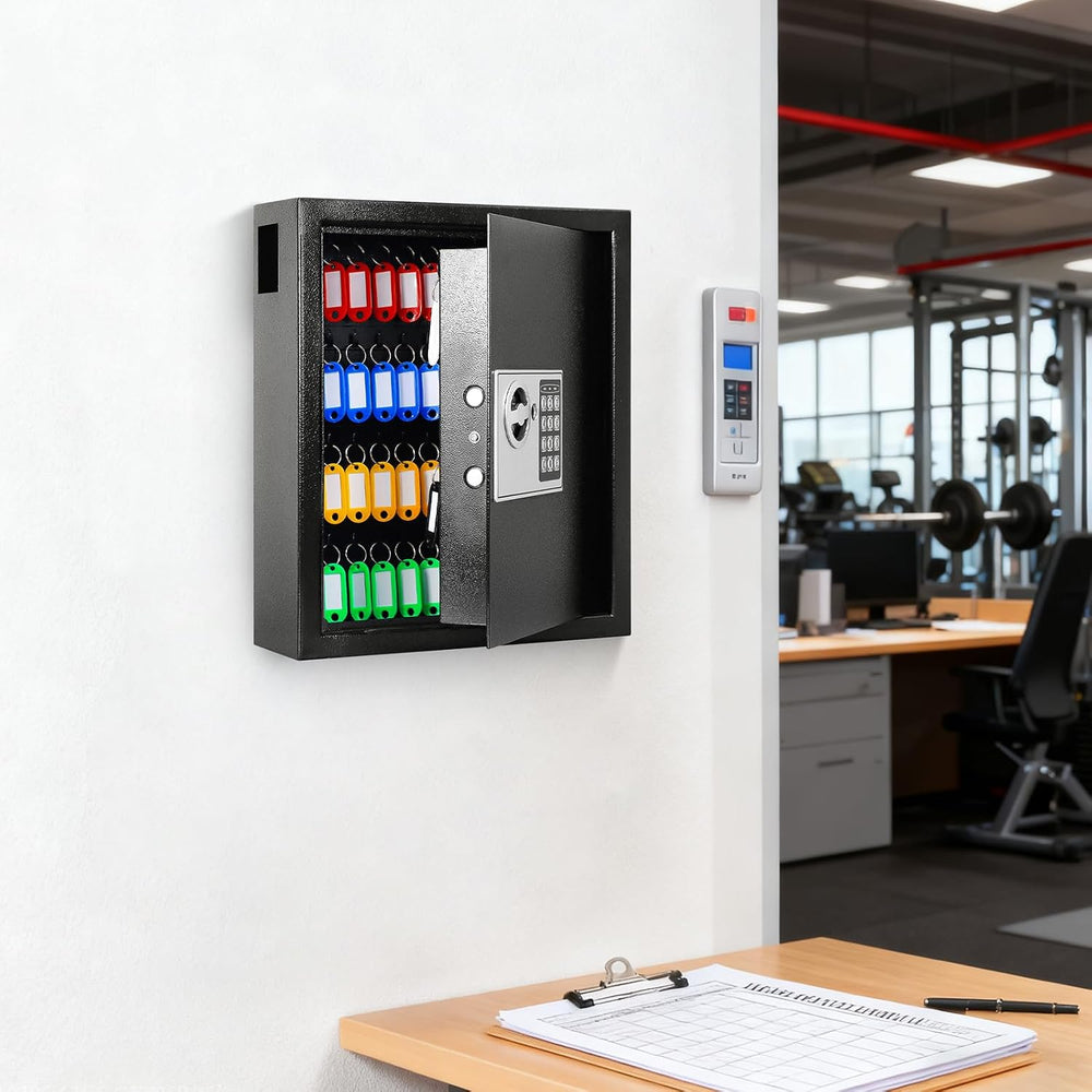 KYODOLED Digital Key Box, Wall Mount 60 Key Cabinet with Key Tags, Black