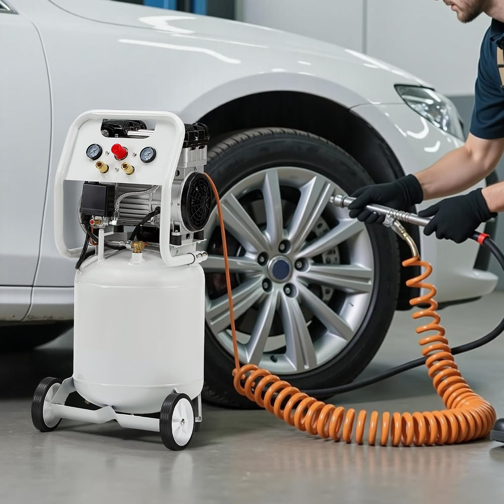 Albott 10 Gallon Electric Air Compressor, 1.8 HP Vertical Wheeled Tank