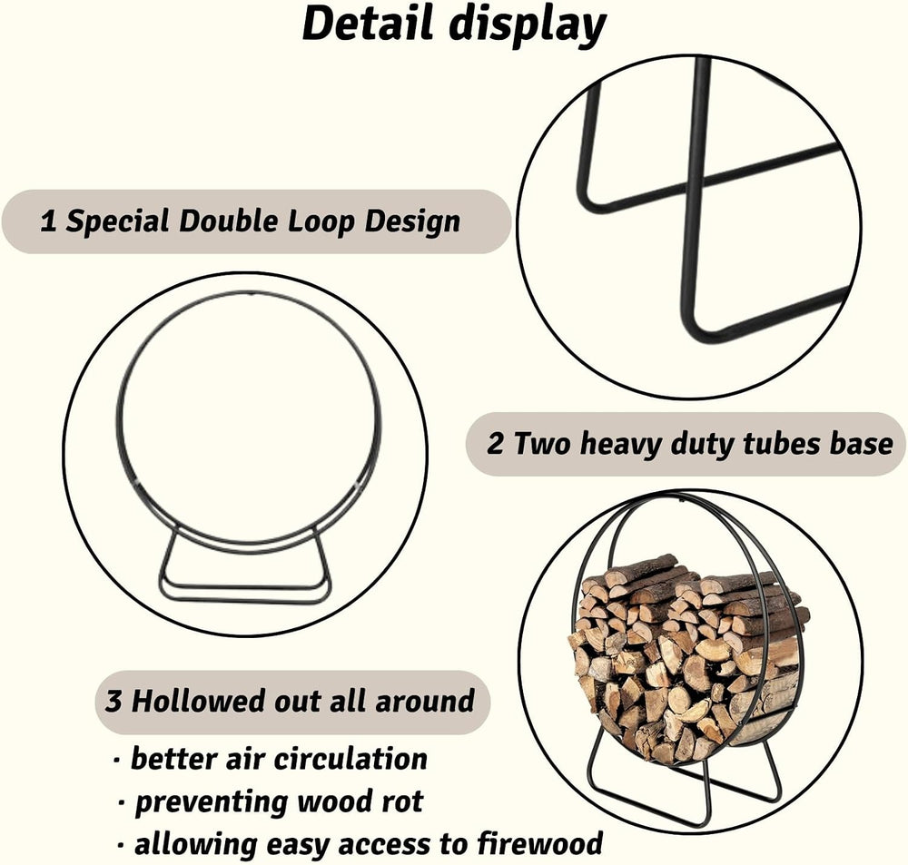 Outvita 24 in Firewood Log Rack, Round Tubular Log Hoop Holder