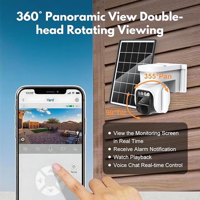 4G LTE Cellular Security Camera Wireless Outdoor，No Wifi Solar Powered Outside