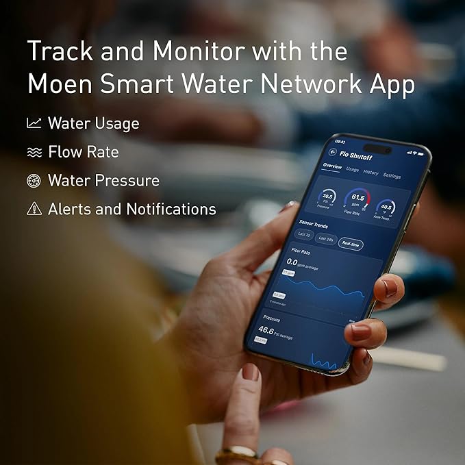 Moen Flo Smart Water Monitor and Automatic Shutoff Sensor, Wi-Fi Connected