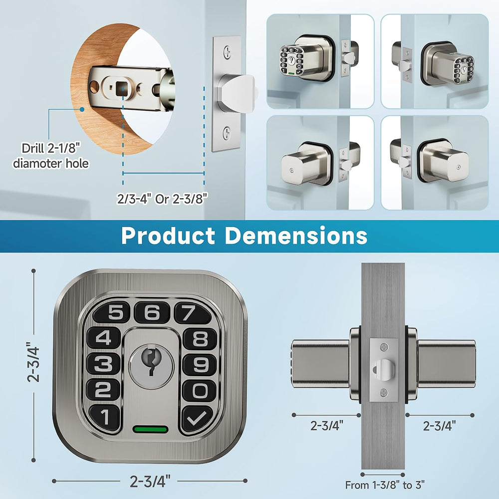 Richelock Fingerprint Door knob, Smart Biometric Door Lock with Keypad, Keyle...