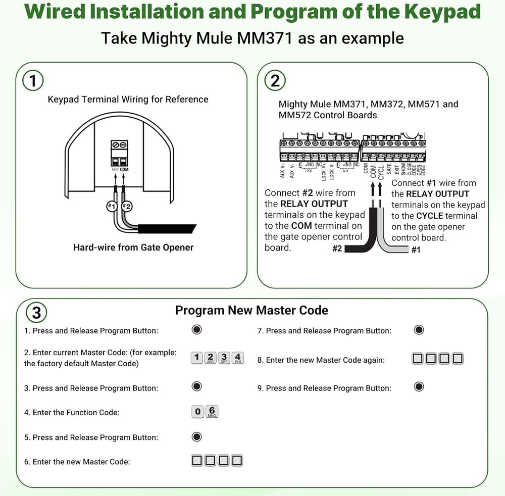 FM137 Wireless Digital Keypad Replacement for Mighty Mule Automatic Gate Open...