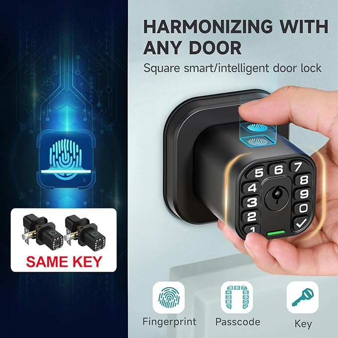 Richelock Fingerprint Door knob, Smart Biometric Door Lock