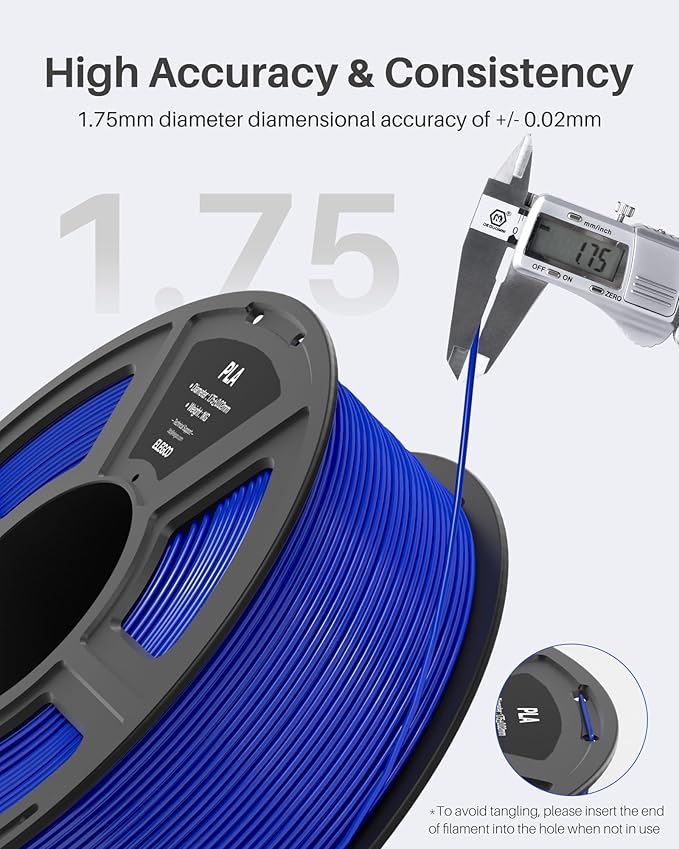 ELEGOO PLA Filament 1.75mm White 4KG, 3D Printer Filament Dimensional Accuracy