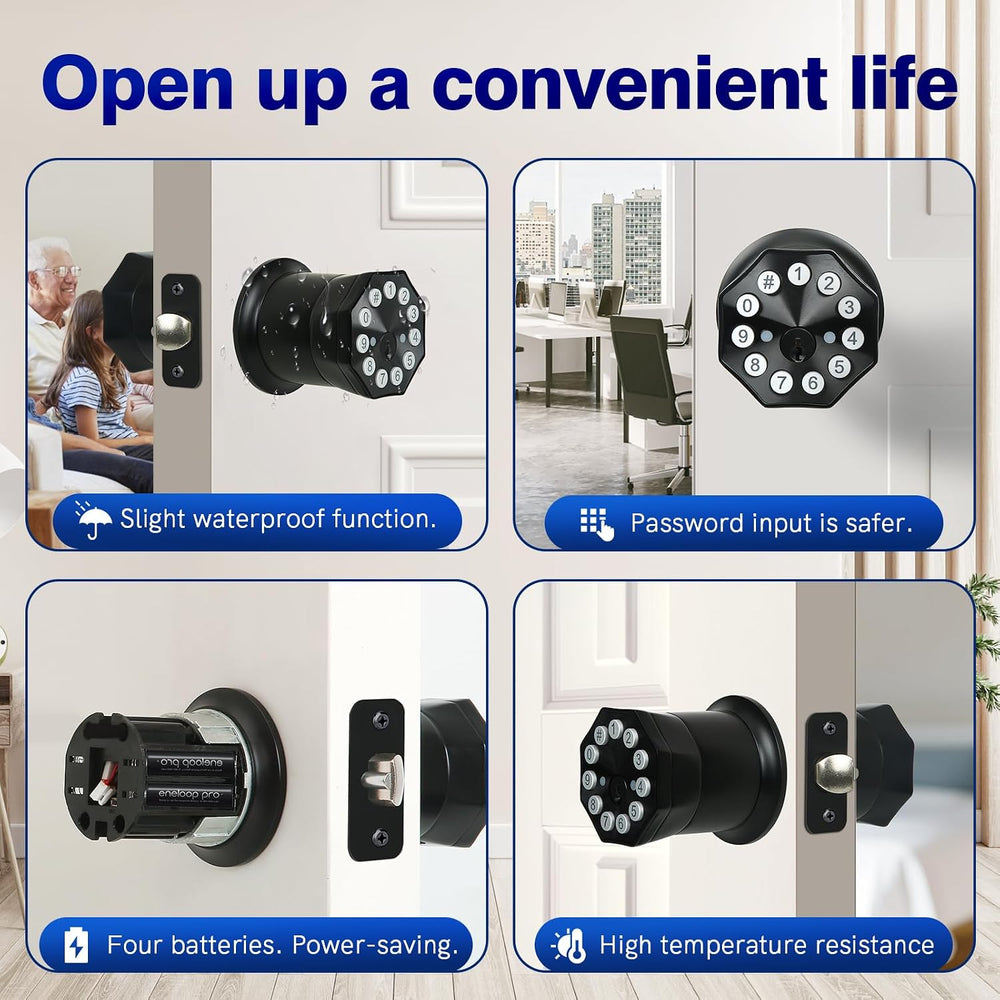 Door Knob with Keypad and Key, Keyless Entry Door Lock,Smart Digital Knob Unl...