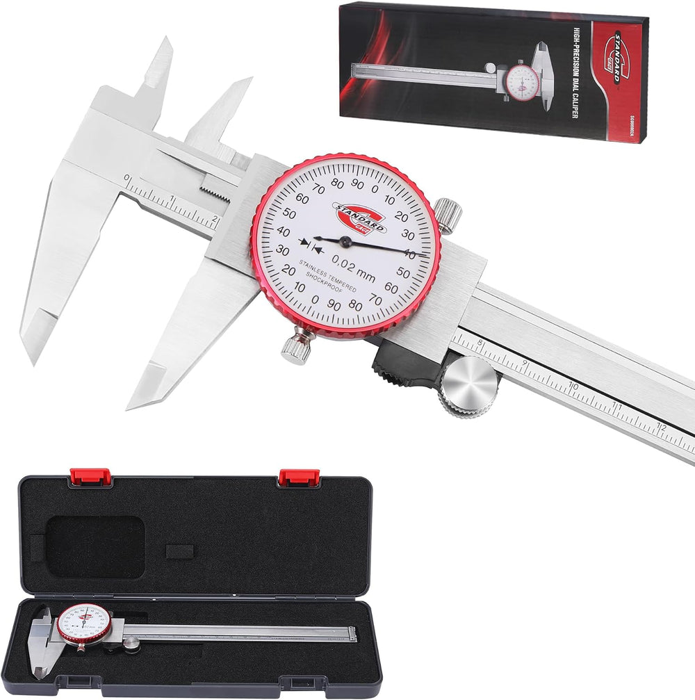 Standard Gage Metric Dial Caliper Measuring Tool 0-150mm Range, Analog