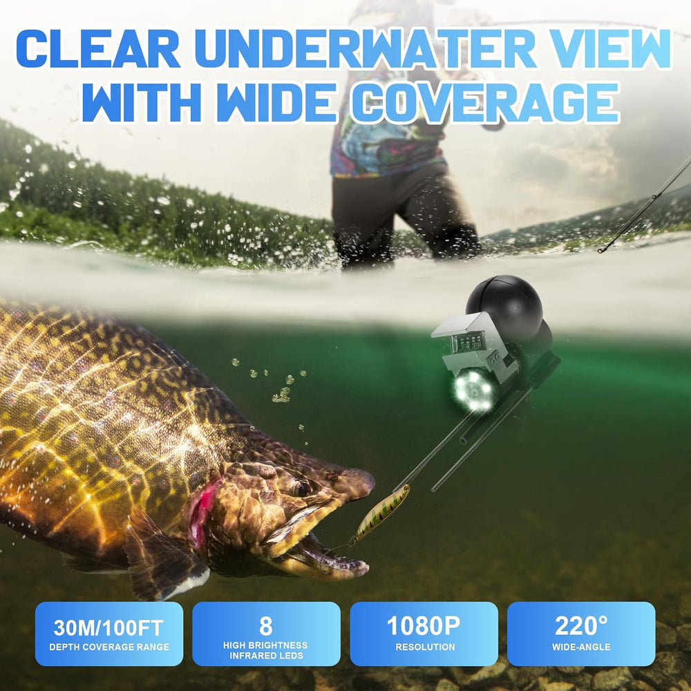 Underwater Fishing Camera, 5-Inch IPS 1080 HD 100FT for Ice Fishing