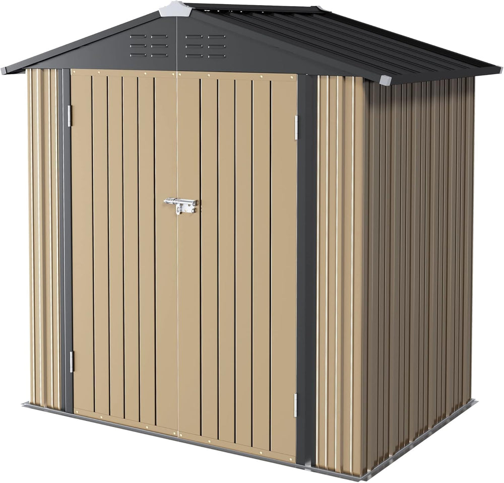 Furniwell 6x4 FT Outdoor Storage Shed, Metal Garden Sheds Outdoor Storage Hou...