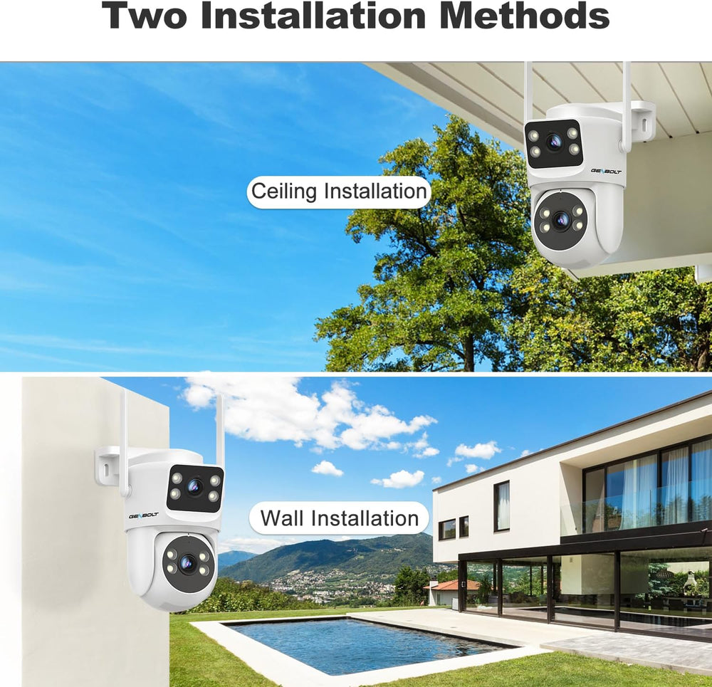 GENBOLT PTZ WiFi Security Camera Outdoor with Dual Lens CCTV Surveillance