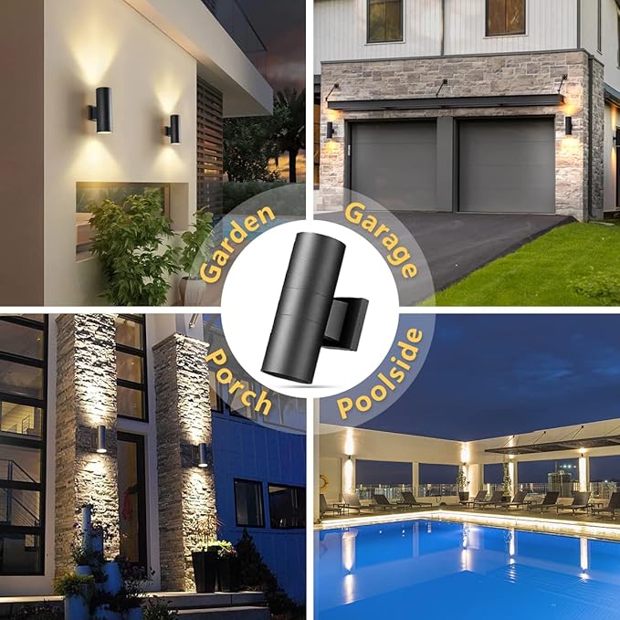 wowlite Modern Outdoor Wall Lights, Up and Down Lights Wall Mount Cylinder (2...