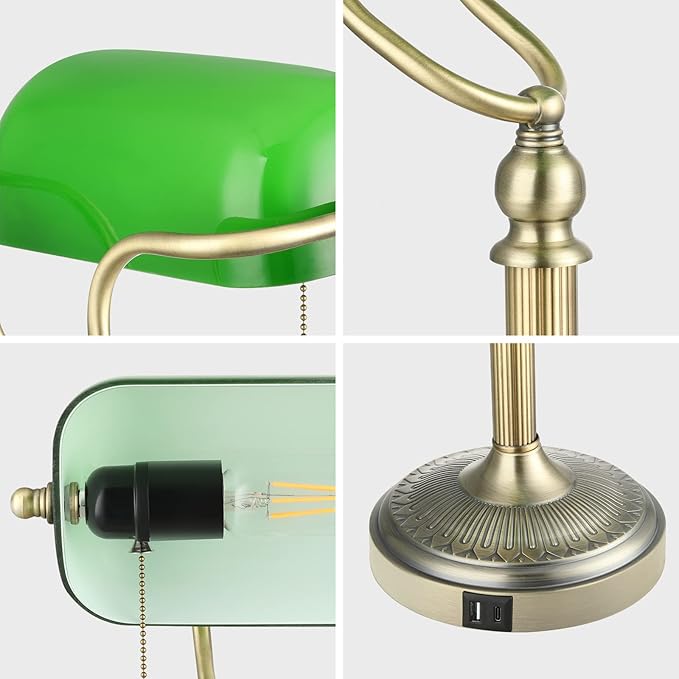 Newrays Green Glass Bankers Desk Lamp