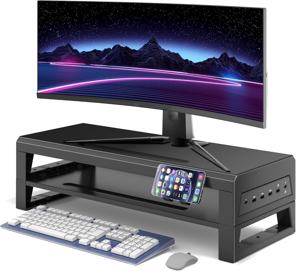 GECKOSTROLL 2-Tier Metal Computer Monitor Stand & Laptop Desk Shelf, 21.6...