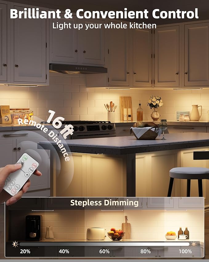 EZVALO 5-Pack Under Cabinet Lighting, 2400mAh Motion Sensor Light, LED Closet