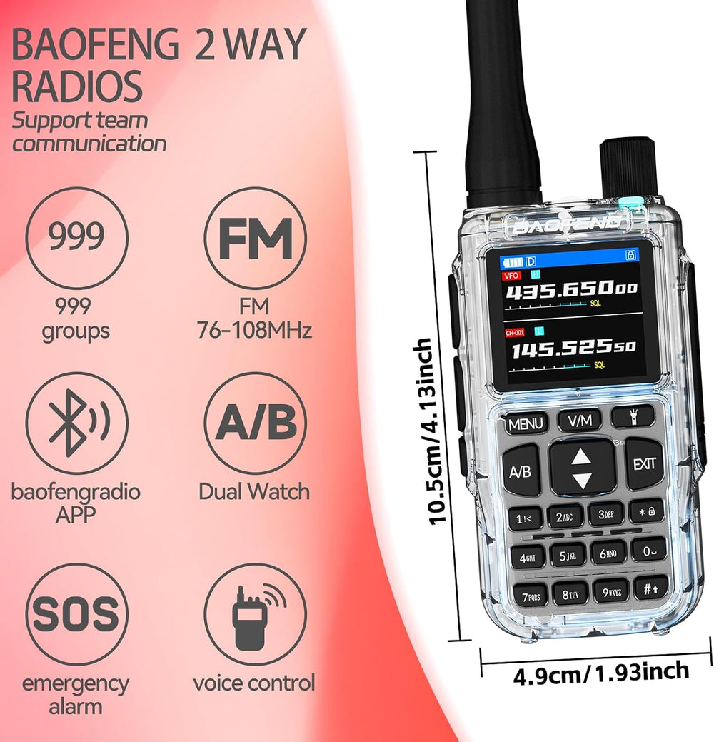 BAOFENG UV-5R MINI-5 Two Way Radio NOAA Weather Radio Dual PTT 999CH Survival...