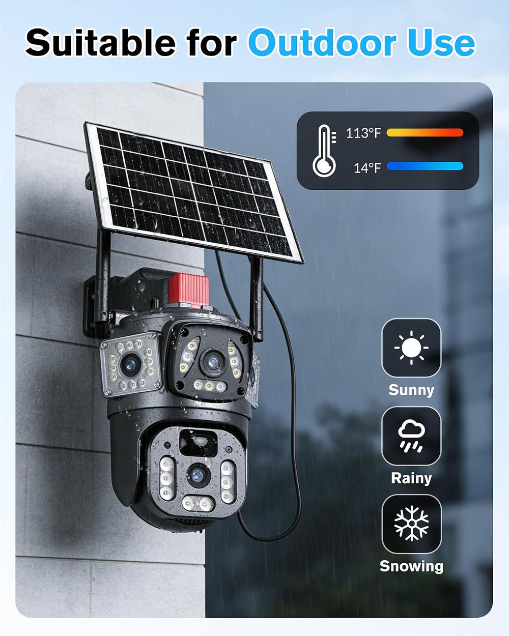 KEPEAK Solar Security Camera Outdoor Wireless, Dual Lens PTZ WiFi Camera 2.4G...