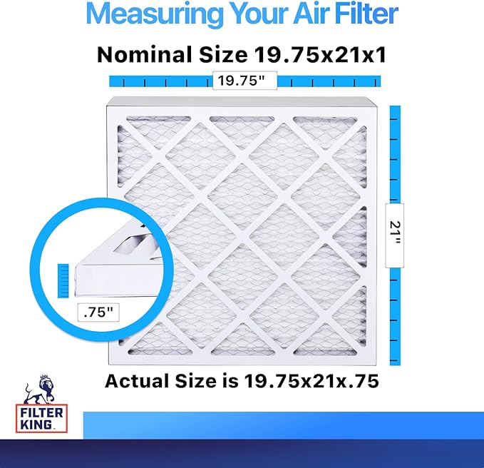 Filter King 19.75x21x1 Air Filter | 4-PACK | MERV 8 HVAC Pleated A/C Furnace