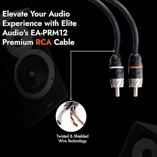 Elite Audio Premium Series 12ft. 2-Channel Car Audio RCA Cable – Double Shielded