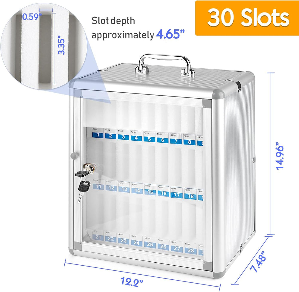 30 Slots Aluminum Alloy Cell Phone Locker, Phone Holder for Classroom