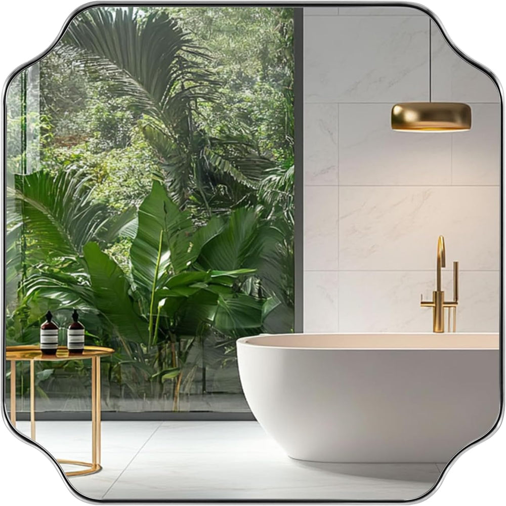 ANDY STAR 24"x24" Chrome Mirror, Polished Nickel Square Mirror