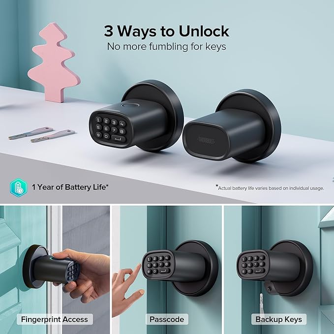 ThorBolt Fingerprint Door Knob, Keyless Door Knob
