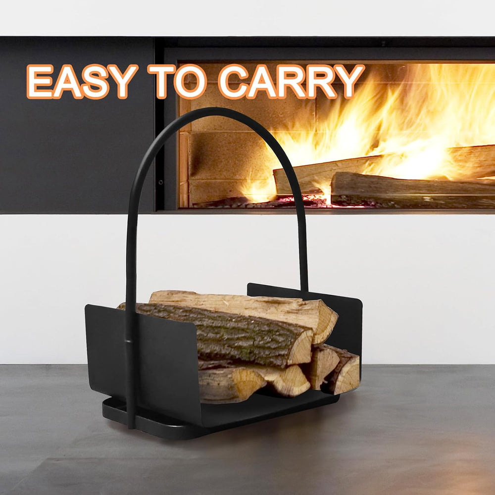Indoor Firewood Rack Portable Rustproof Wrought Iron Outdoor Firewood Holder,...