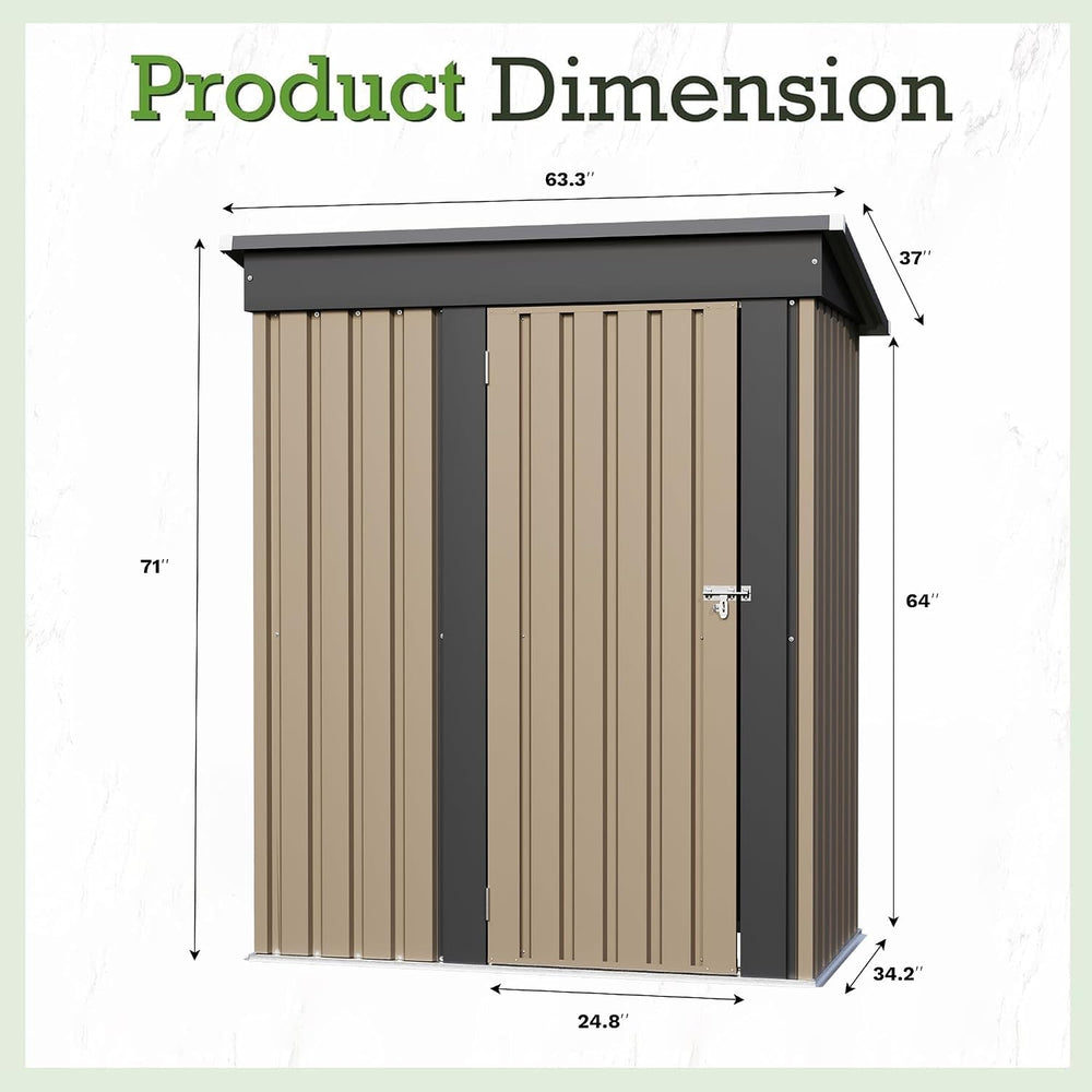 Furniwell 5x3 FT Outdoor Storage Shed, Metal Garden Sheds Outdoor Storage Hou...